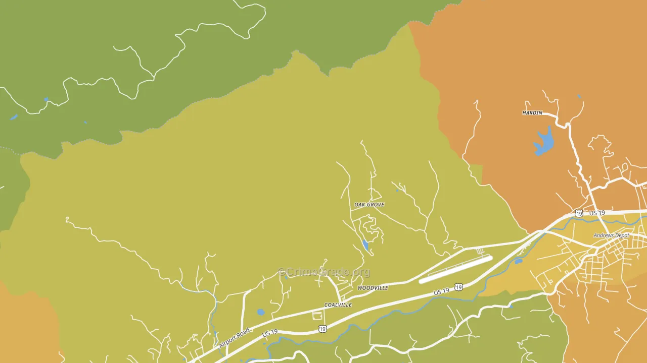 Coalville, NC Map of Robbery Rates