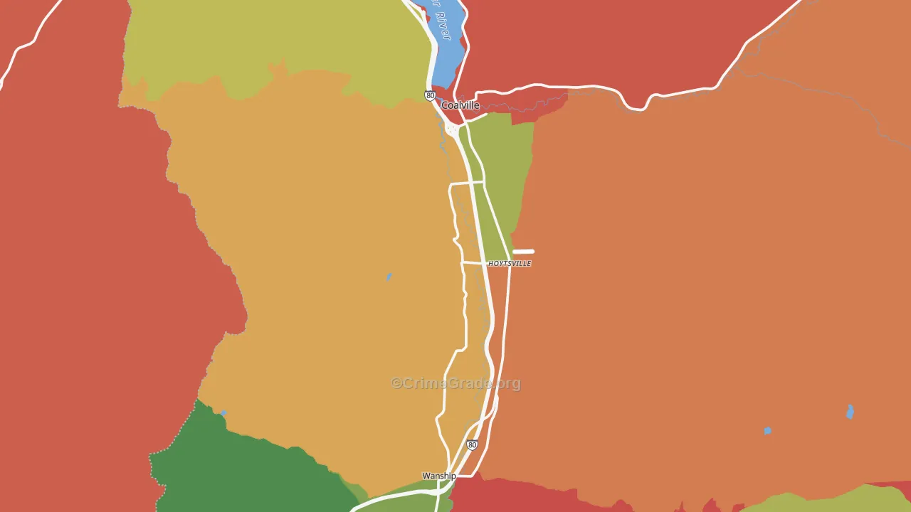 Coalville, UT Map of Robbery Rates