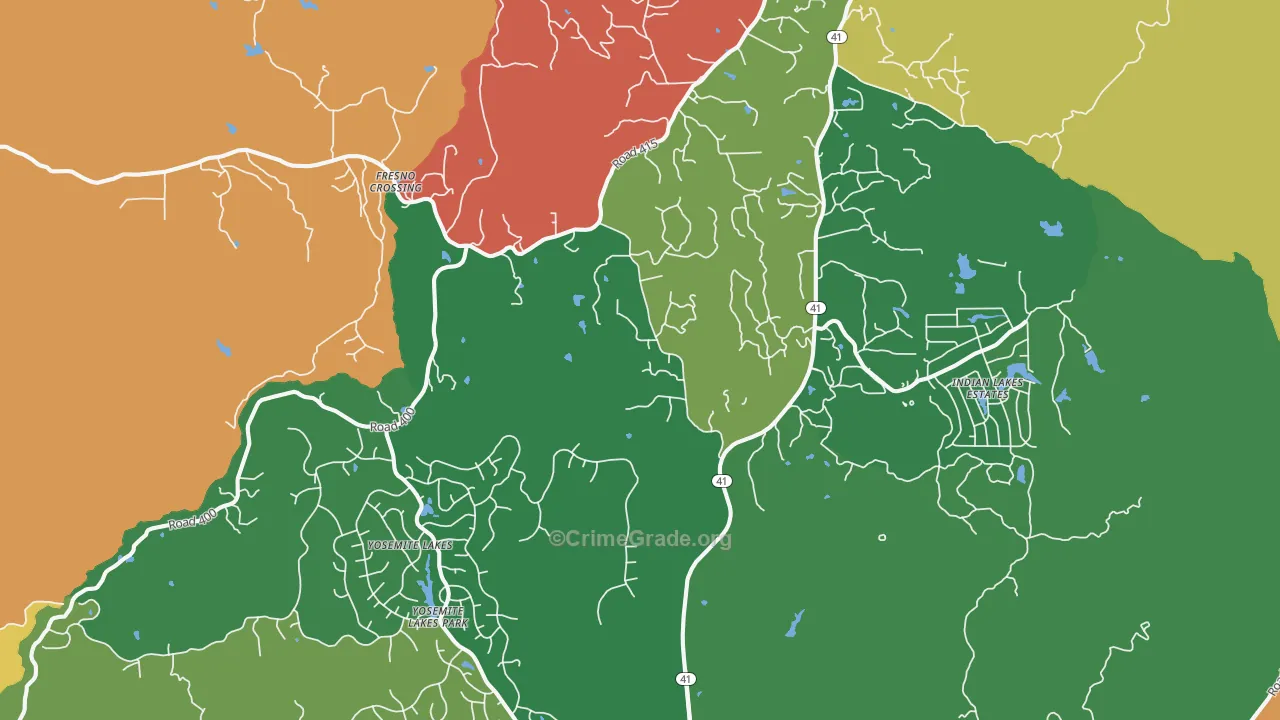 Coarsegold, CA Map of Robbery Rates