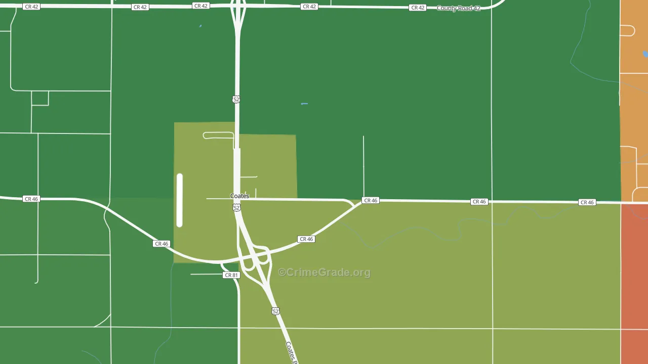 Coates, MN Map of Robbery Rates