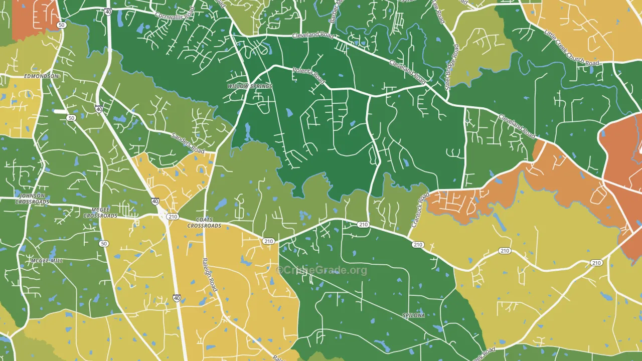 Coats Crossroads, NC Map of Robbery Rates