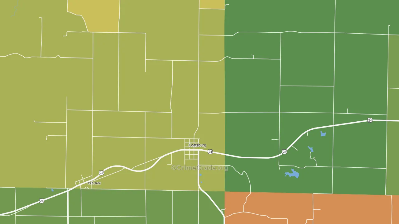 Coatsburg, IL Map of Robbery Rates