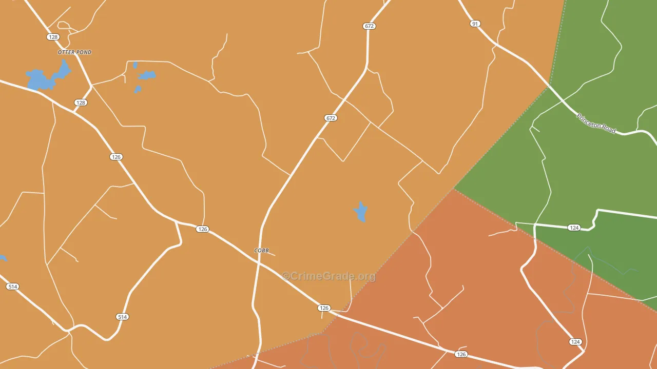 Cobb, KY Map of Robbery Rates