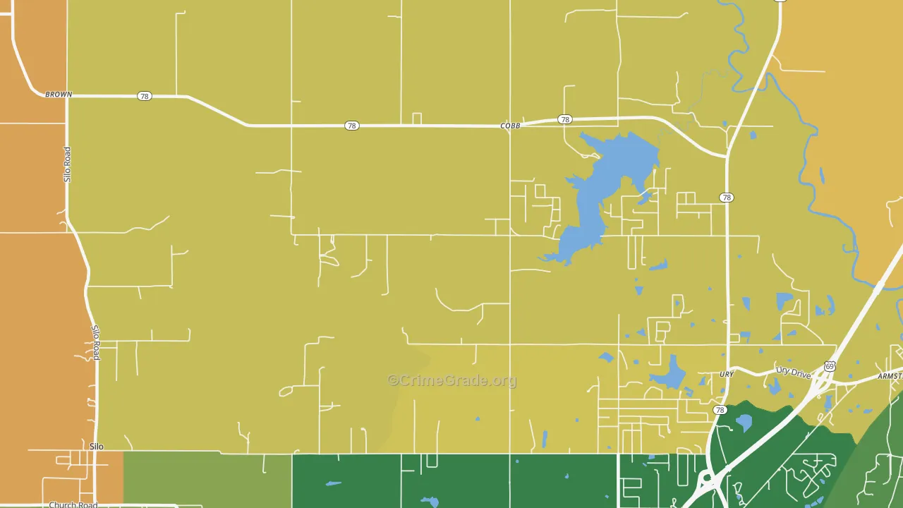 Cobb, OK Map of Robbery Rates