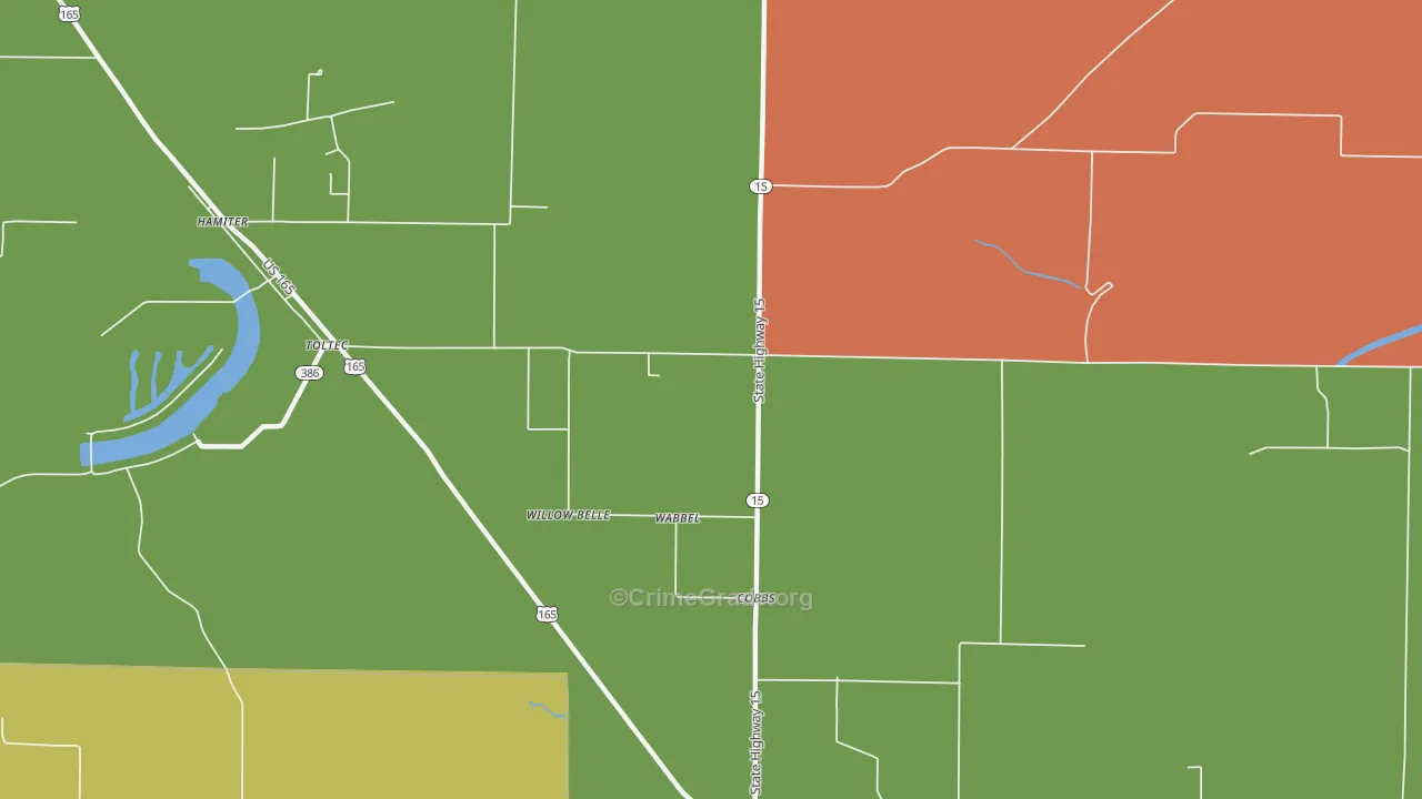 Cobbs, AR Map of Robbery Rates