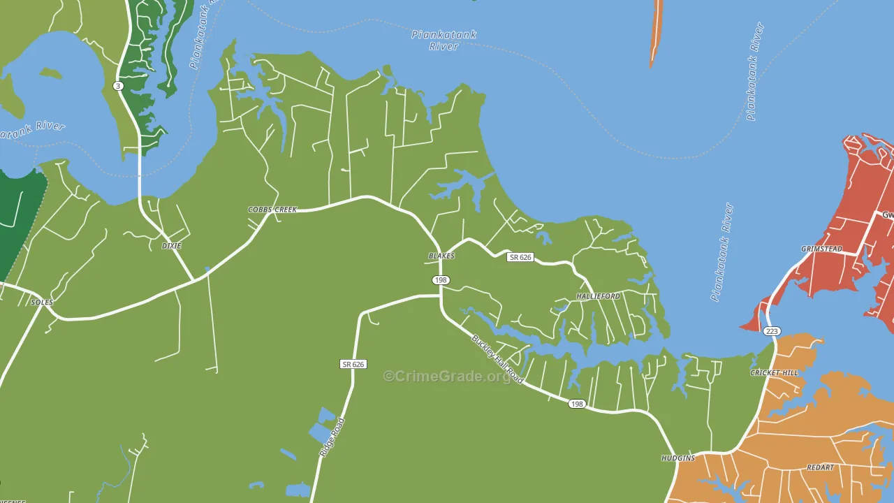 Cobbs Creek, VA Map of Robbery Rates
