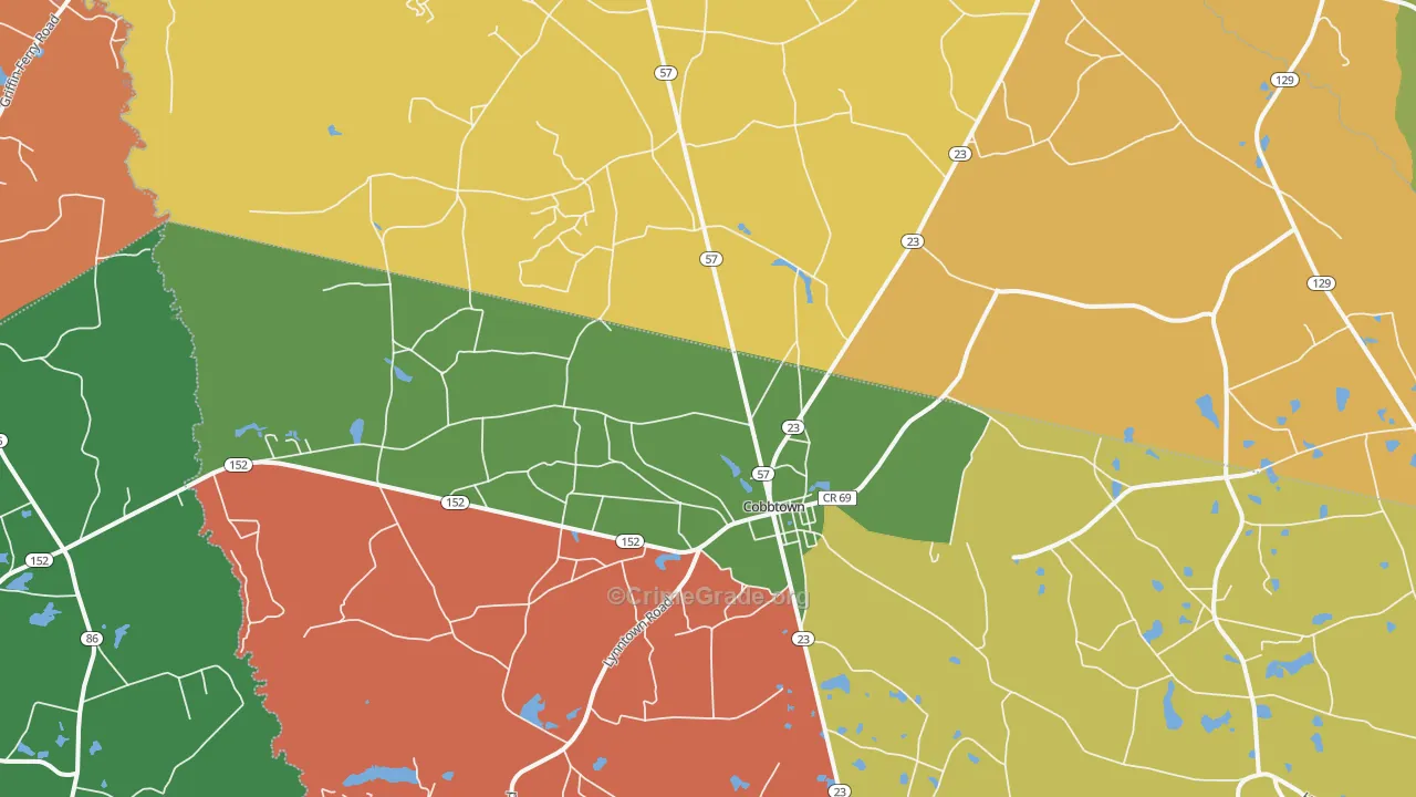 Cobbtown, GA Map of Robbery Rates