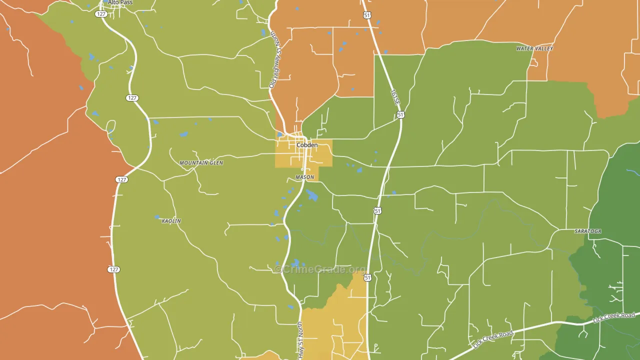 Cobden, IL Map of Robbery Rates