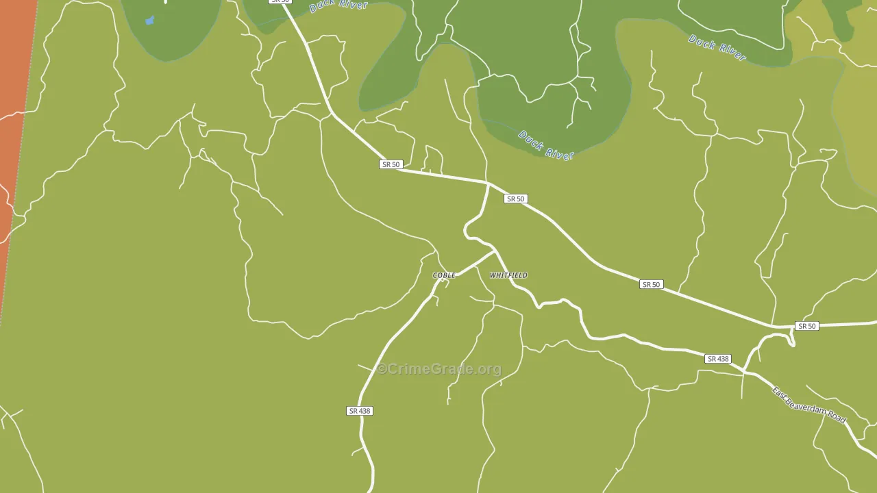 Coble, TN Map of Robbery Rates