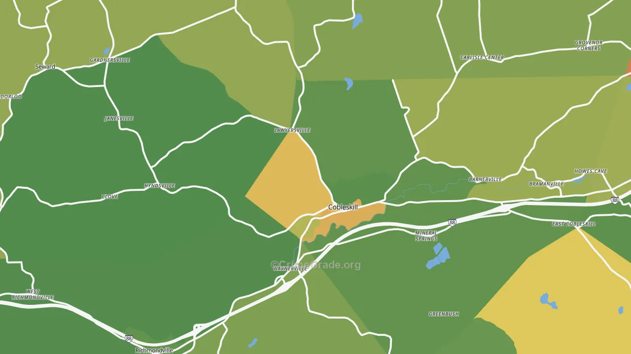 Cobleskill, NY Map of Robbery Rates