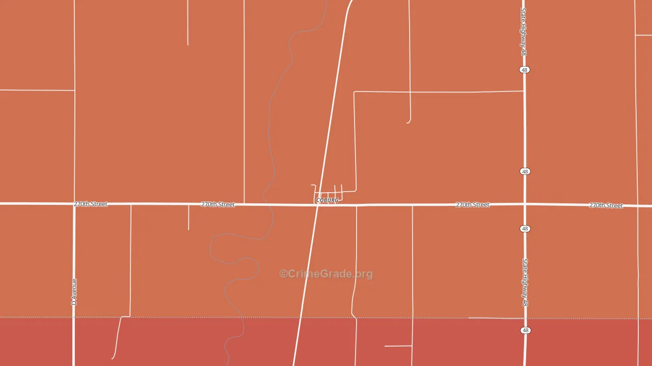 Coburg, IA Map of Robbery Rates