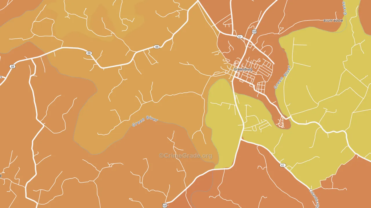 Coburg, KY Map of Robbery Rates