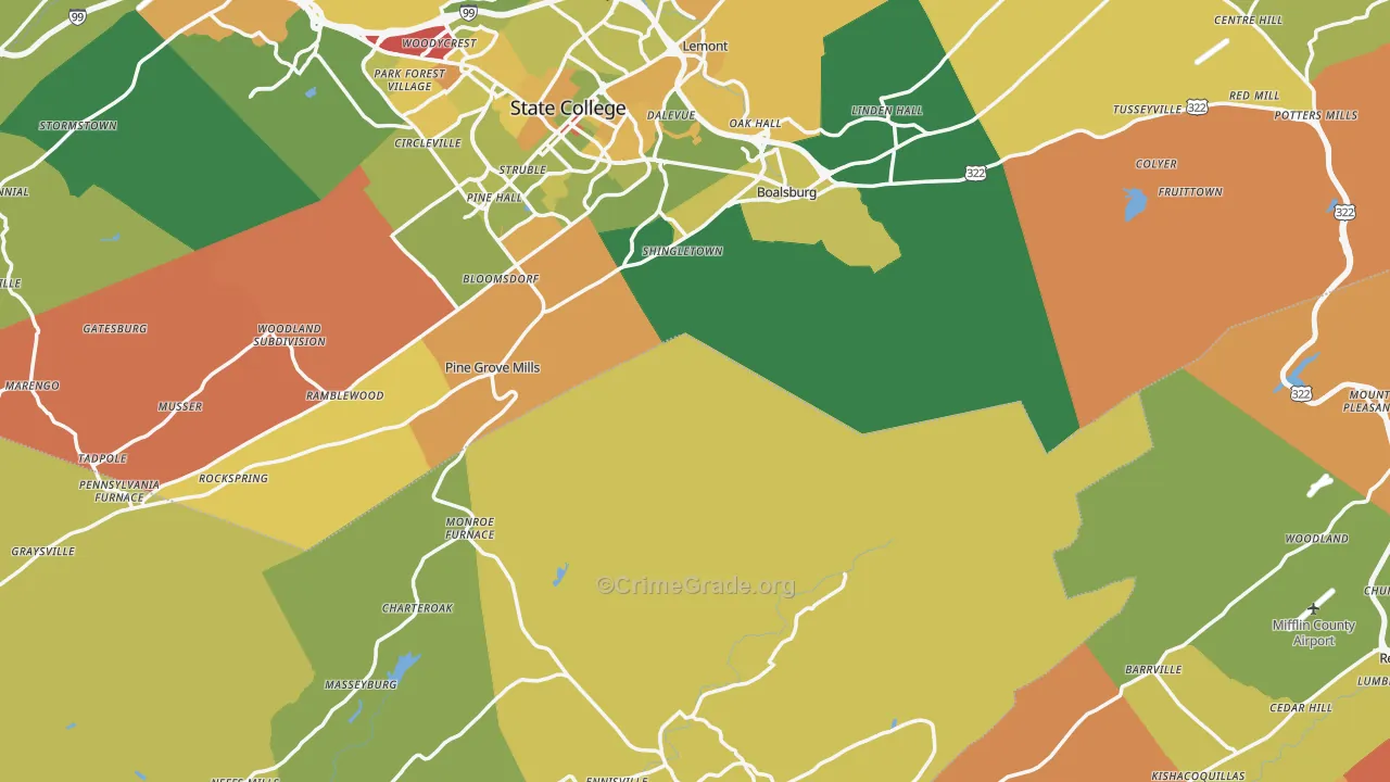 Coburn, PA Map of Robbery Rates