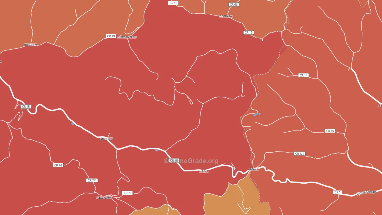 Coburn, WV Map of Robbery Rates