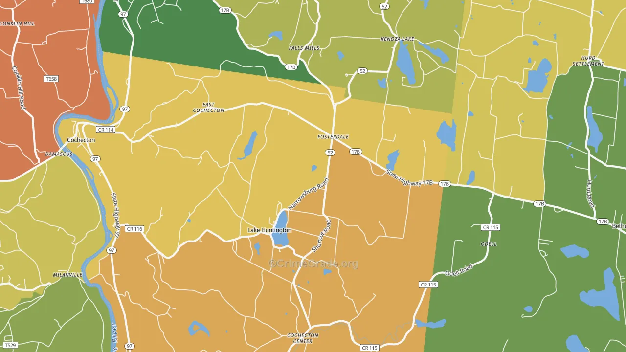 Cochecton, NY Map of Robbery Rates