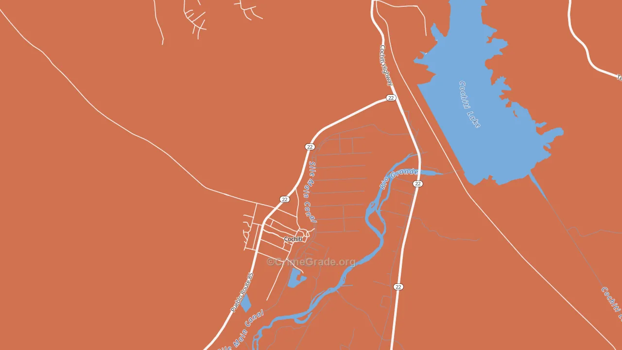 Cochiti, NM Map of Robbery Rates