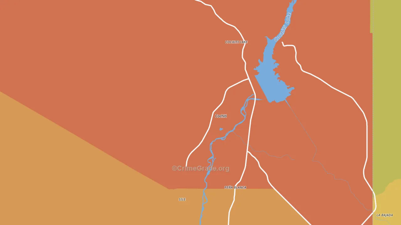 Cochiti Pueblo, NM Map of Robbery Rates