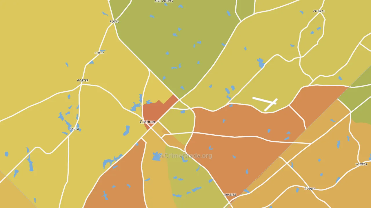 Cochran, GA Map of Robbery Rates
