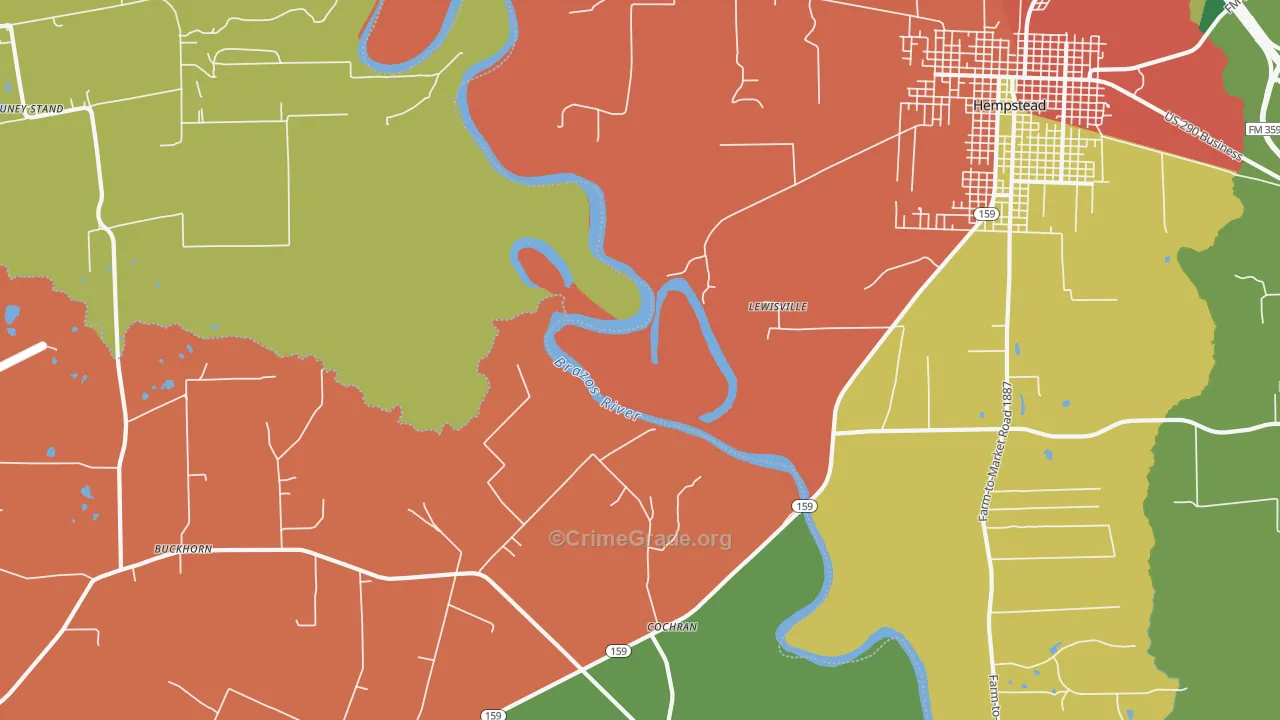 Cochran, TX Map of Robbery Rates