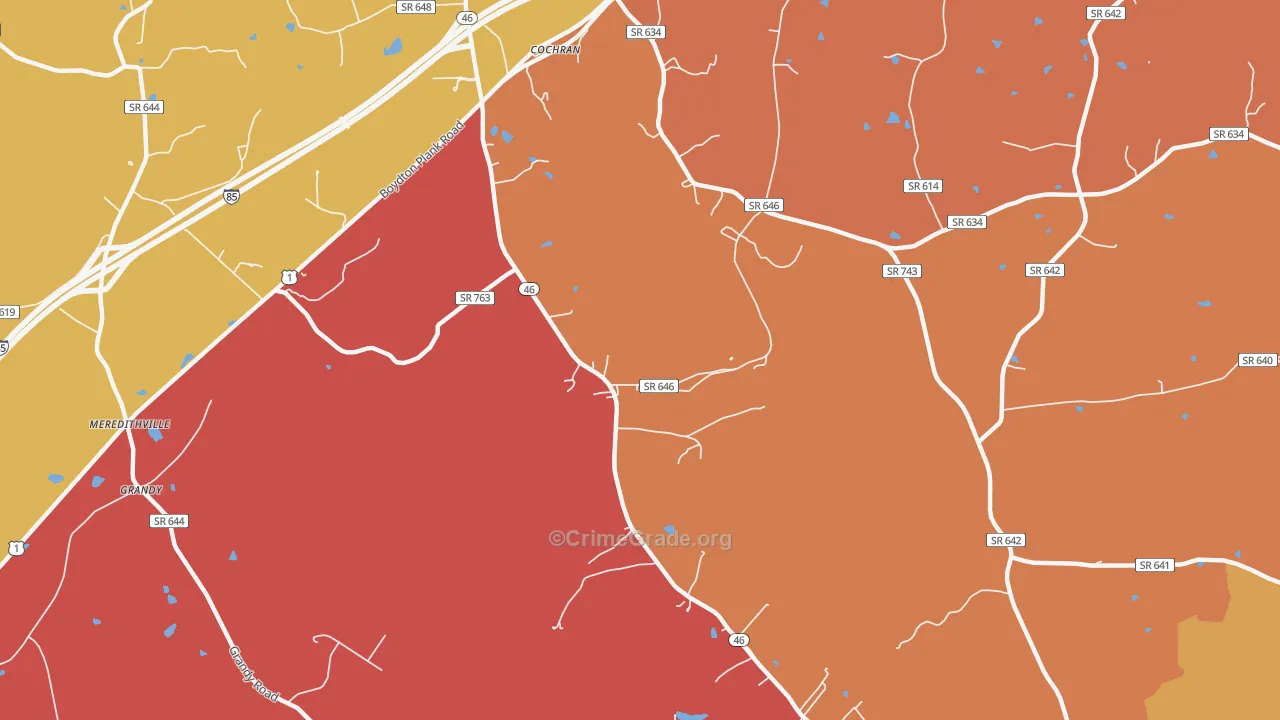 Cochran, VA Map of Robbery Rates