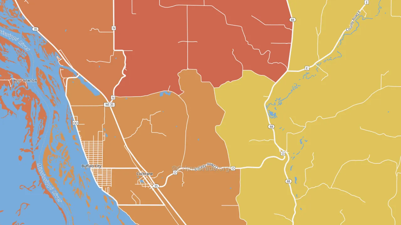 Cochrane, WI Map of Robbery Rates