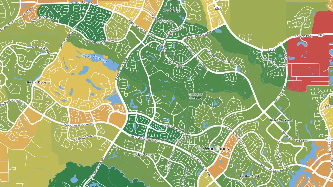 Cochran's Crossing, The Woodlands, TX Map of Robbery Rates