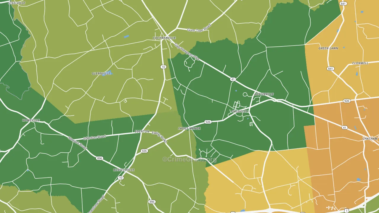 Cochranville, PA Map of Robbery Rates