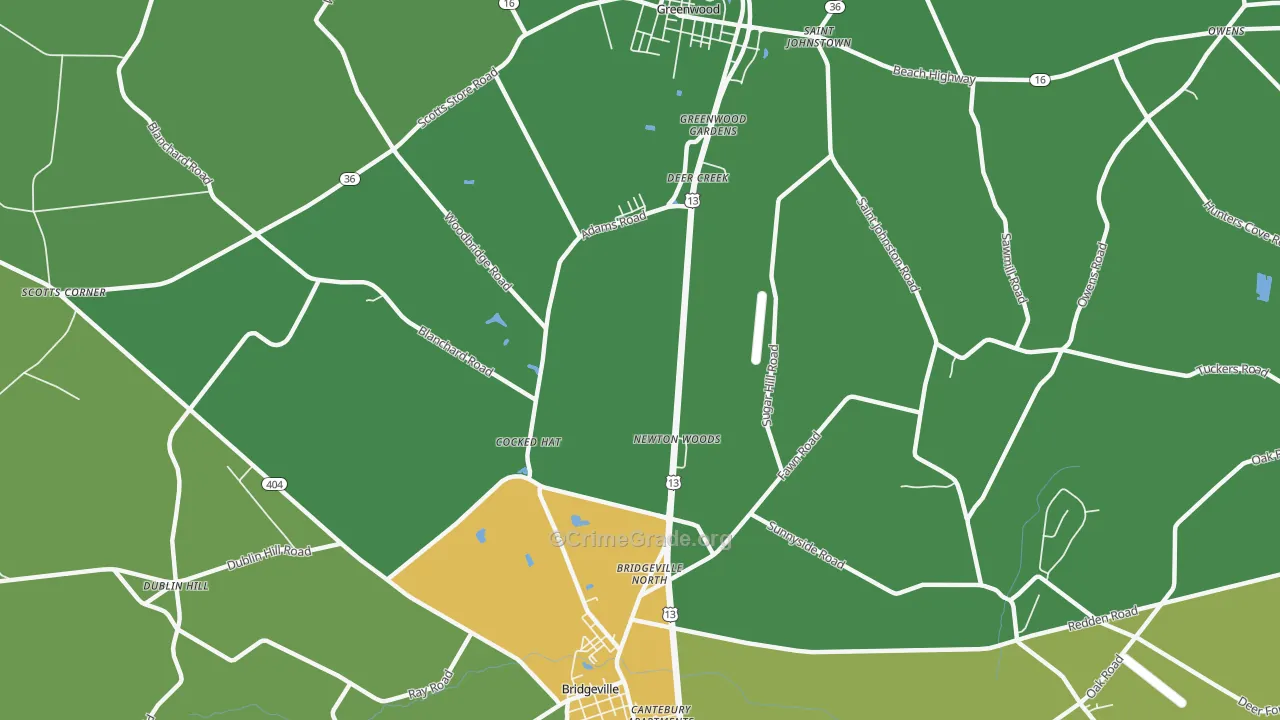 Cocked Hat, DE Map of Robbery Rates