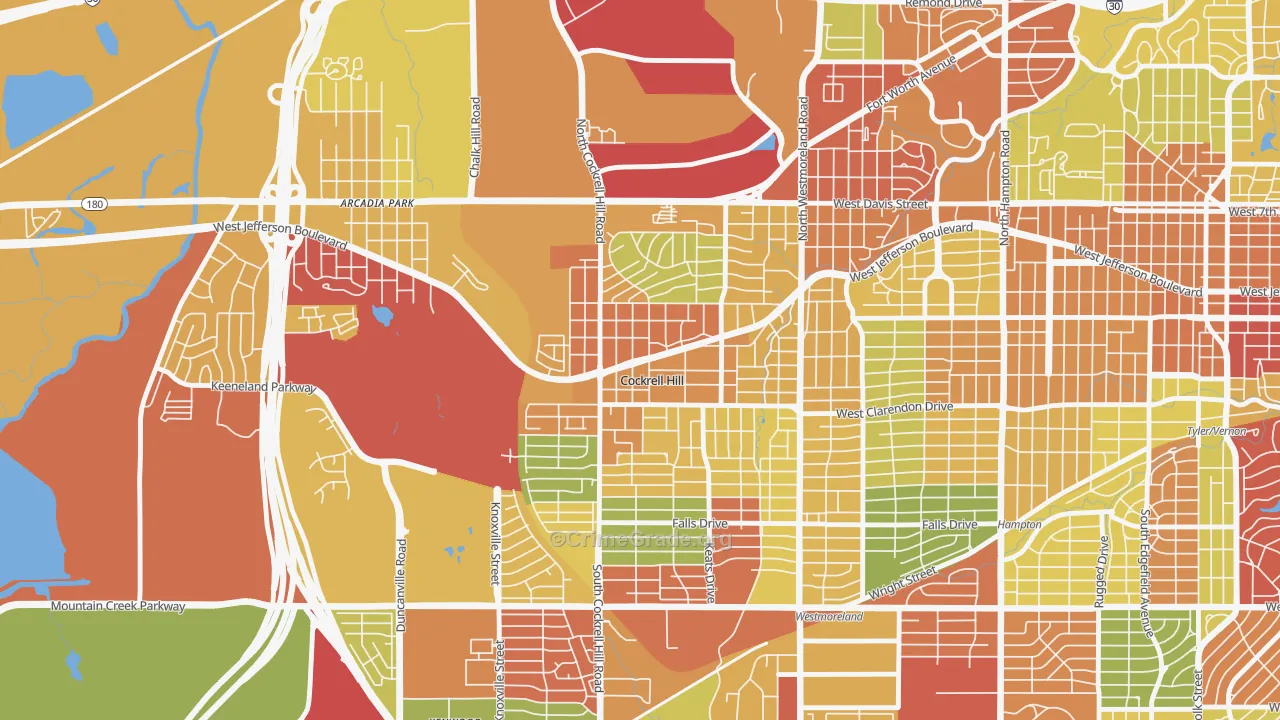 Cockrell Hill, TX Map of Robbery Rates