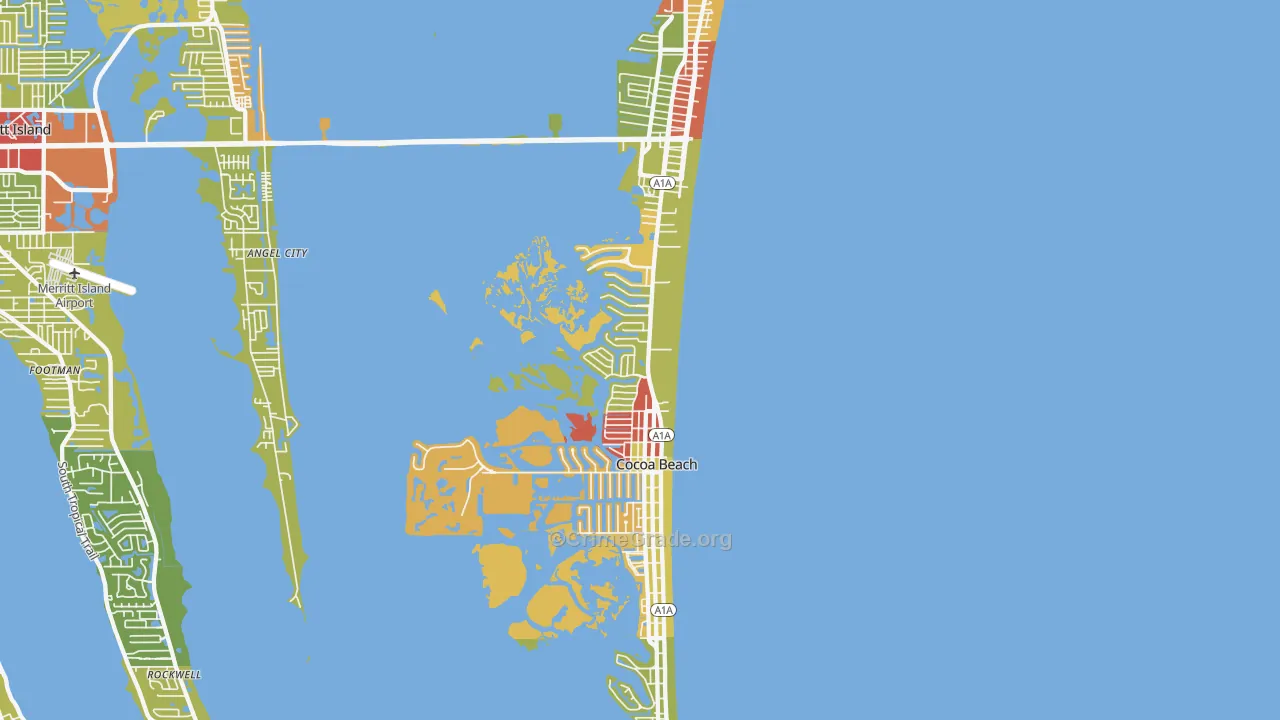 Cocoa Beach, FL Map of Robbery Rates