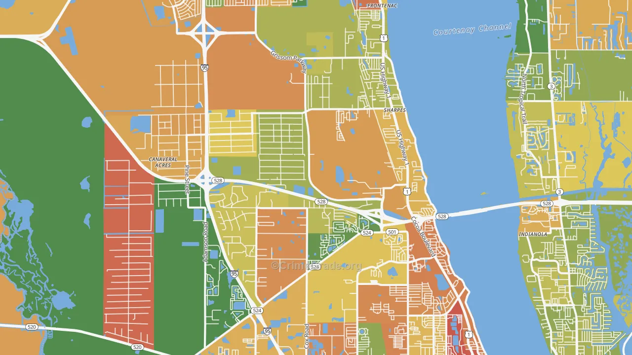 Cocoa, FL Map of Robbery Rates