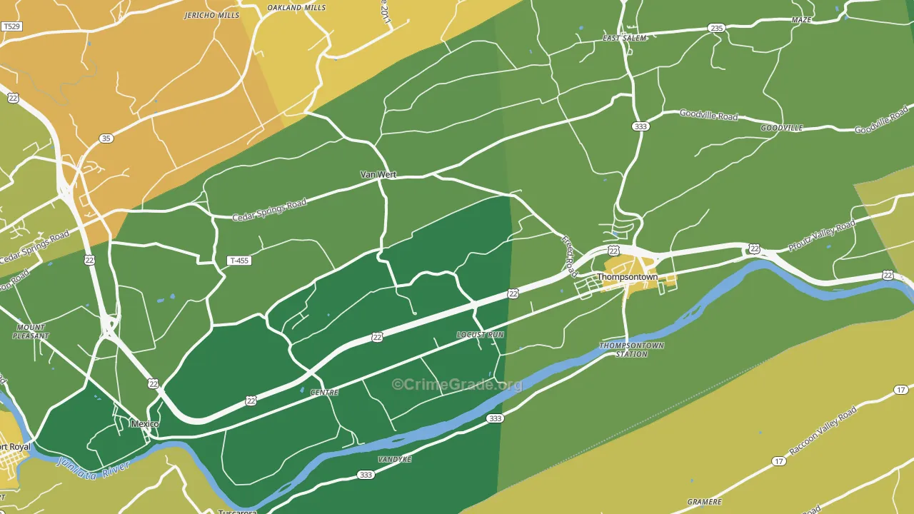 Cocolamus, PA Map of Robbery Rates