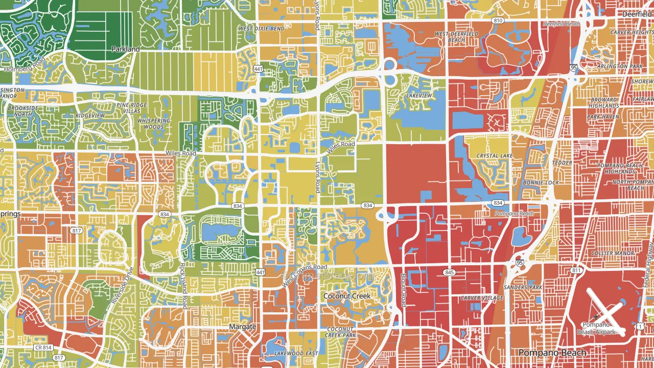 Coconut Creek, FL Map of Robbery Rates