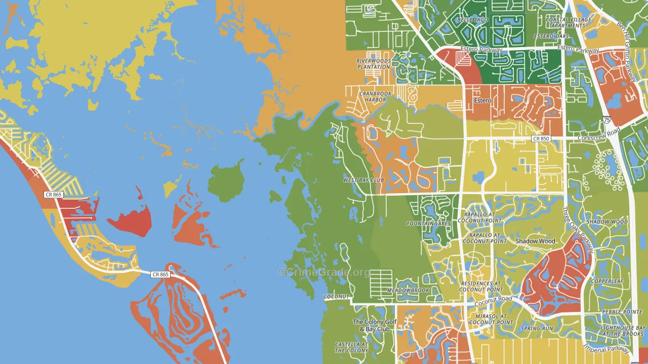 Coconut, FL Map of Robbery Rates