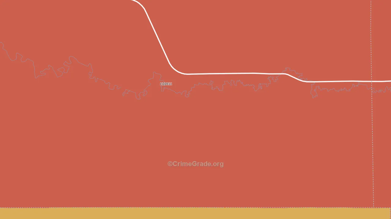 Codell, KS Map of Robbery Rates