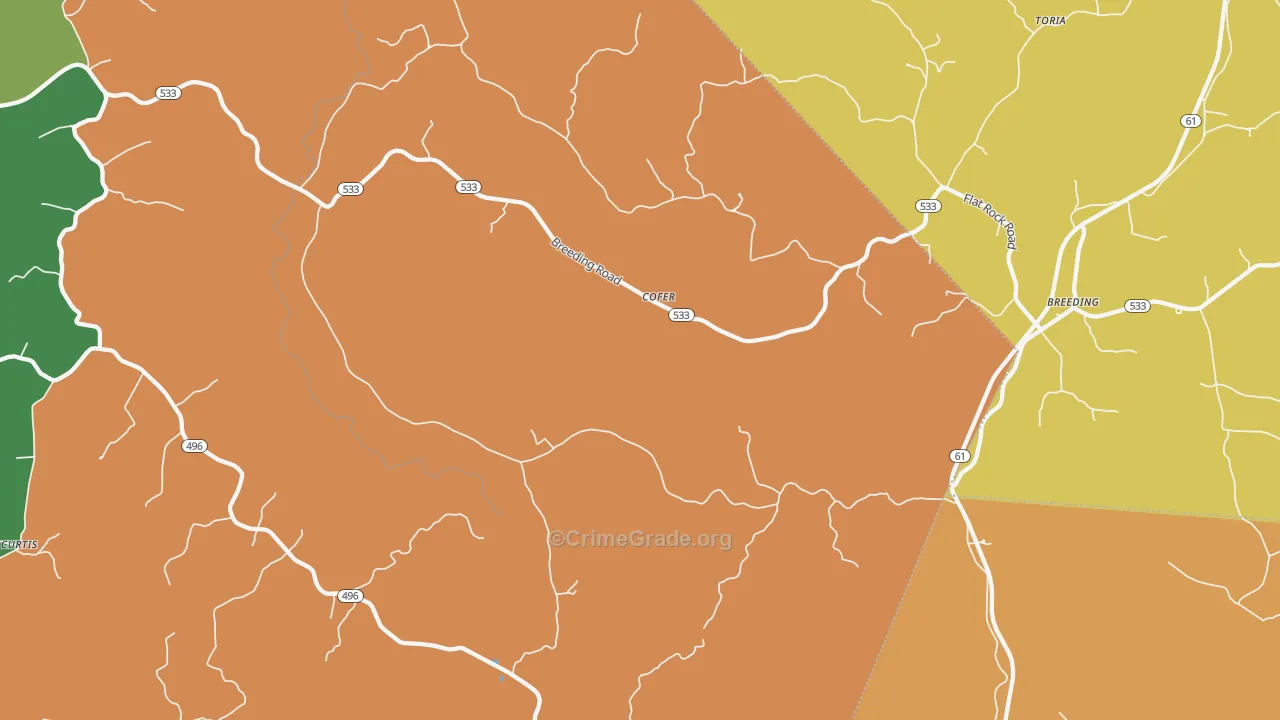 Cofer, KY Map of Robbery Rates