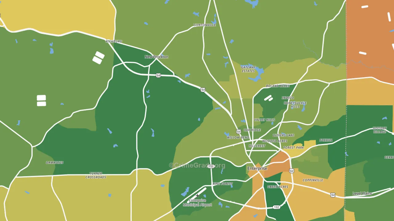 Coffee County, AL Map of Robbery Rates