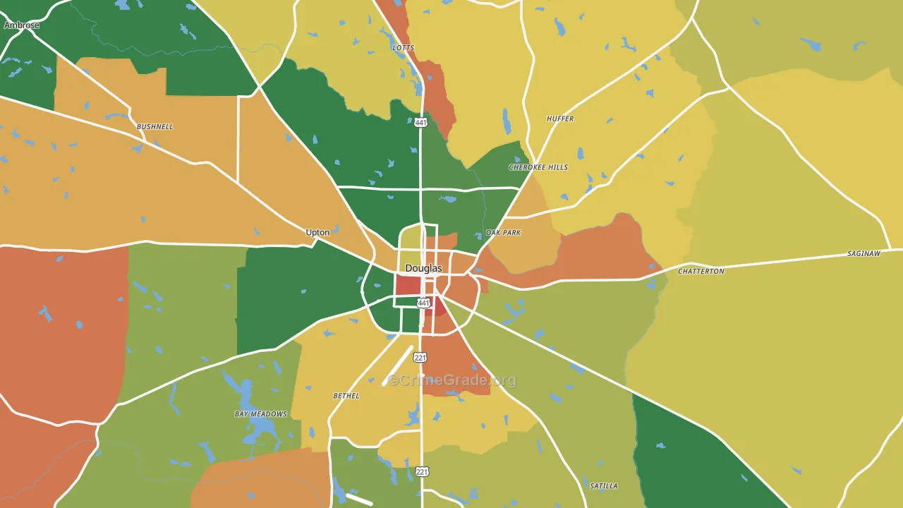 Coffee County, GA Map of Robbery Rates