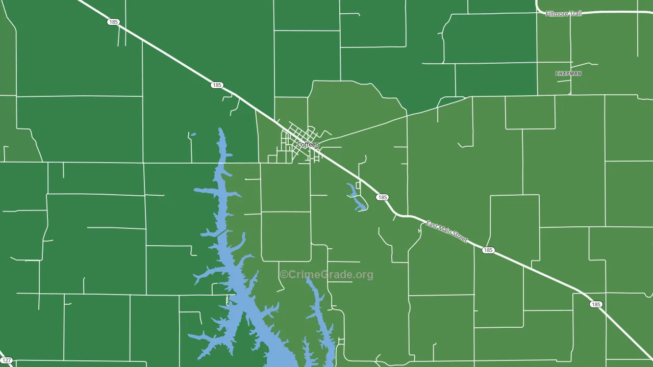 Coffeen, IL Map of Robbery Rates