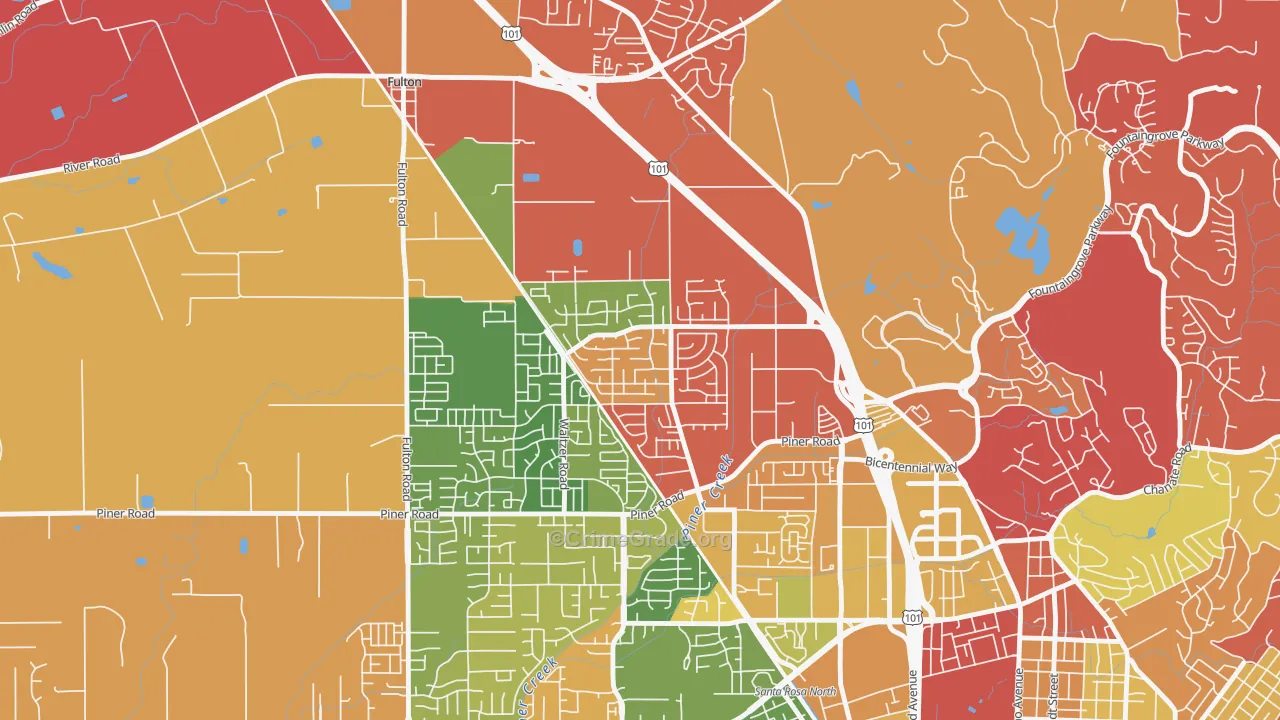 Coffey Park, Santa Rosa, CA Map of Robbery Rates