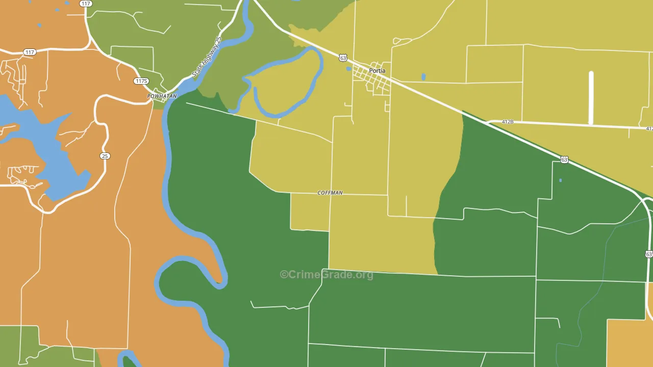 Coffman, AR Map of Robbery Rates