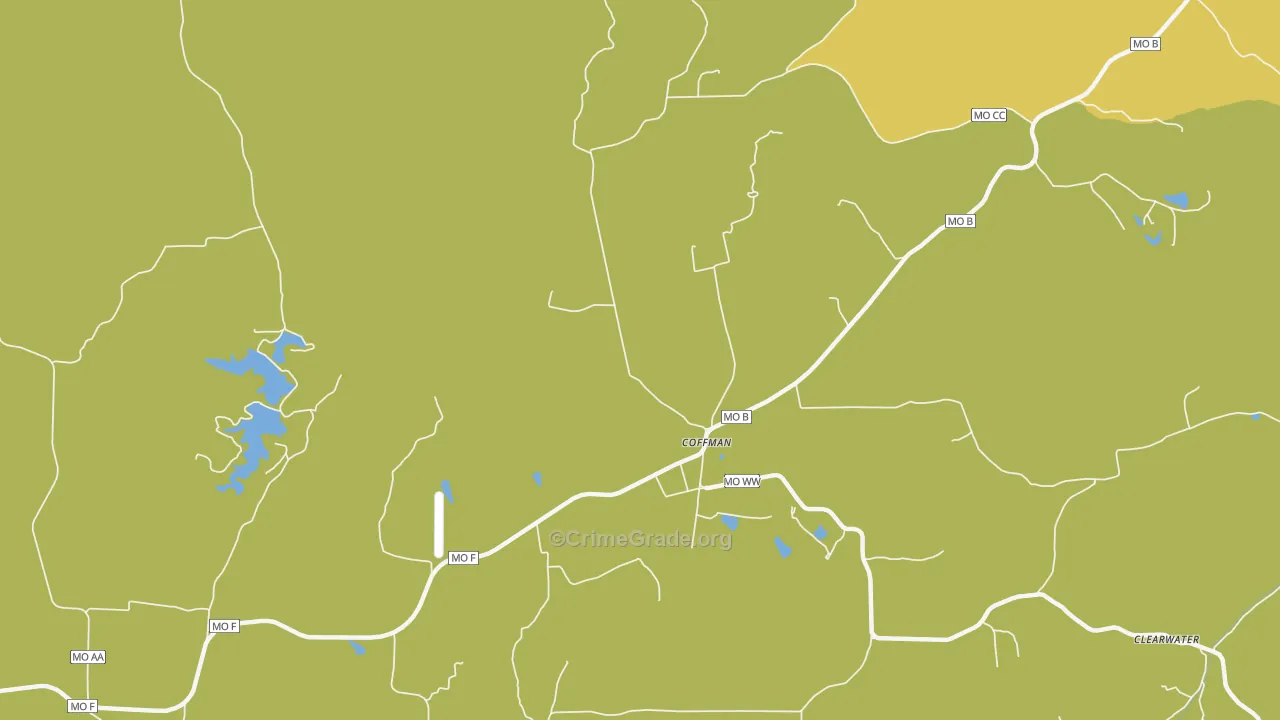 Coffman, MO Map of Robbery Rates