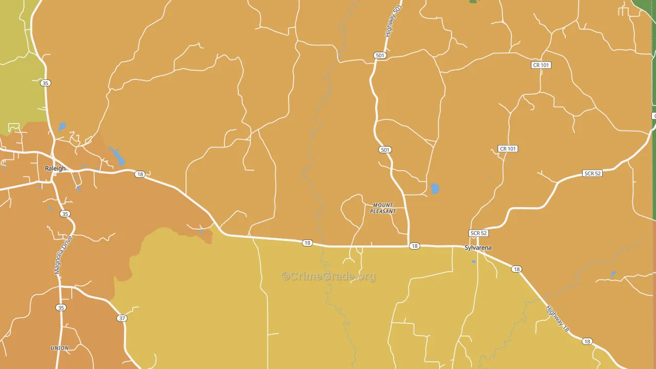 Cohay, MS Map of Robbery Rates