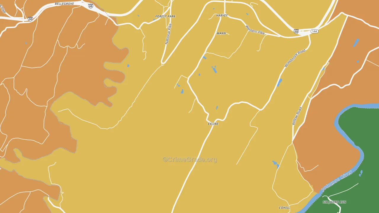 Cohill, MD Map of Robbery Rates