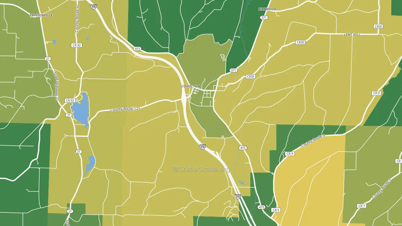 Cohocton, NY Map of Robbery Rates