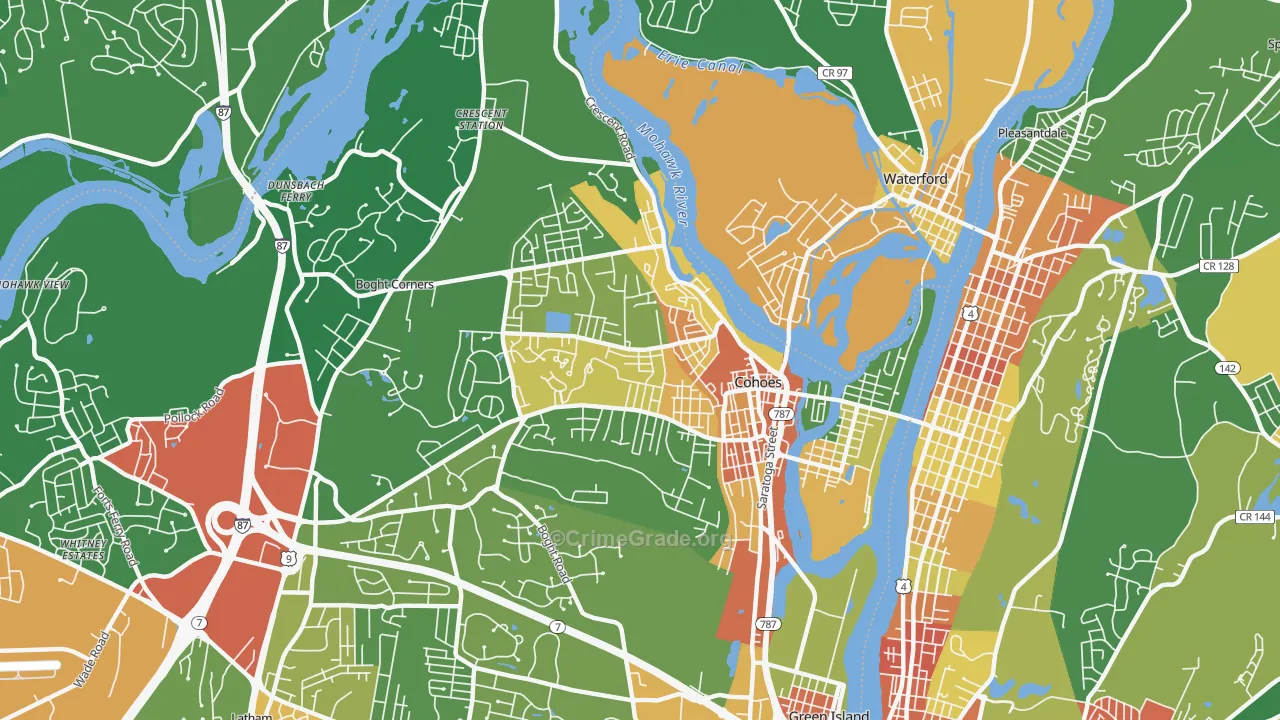 Cohoes, NY Map of Robbery Rates