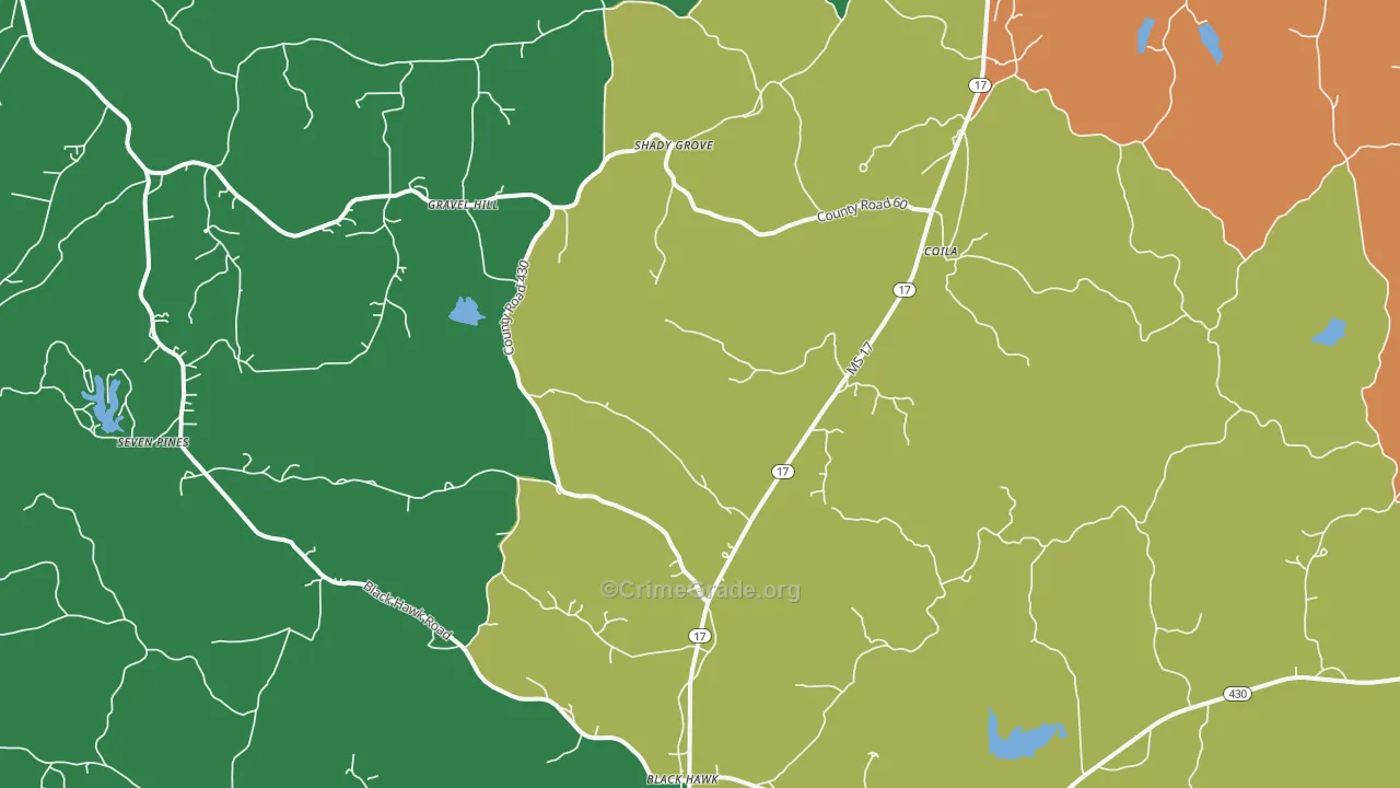 Coila, MS Map of Robbery Rates