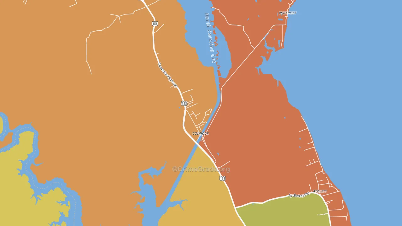 Coinjock, NC Map of Robbery Rates