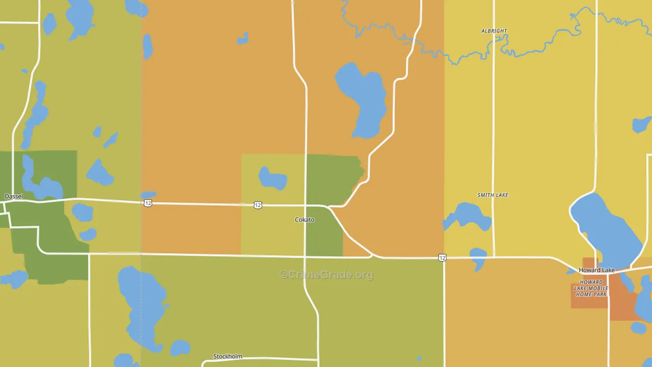 Cokato, MN Map of Robbery Rates