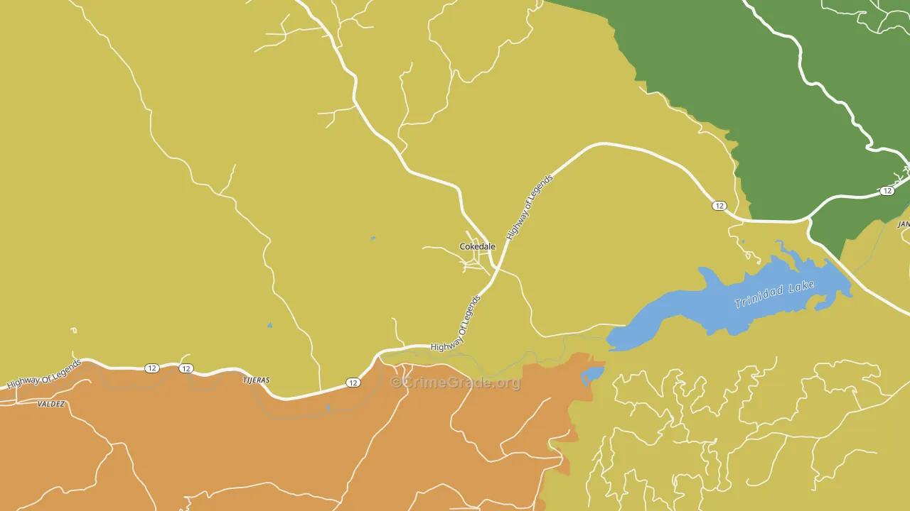 Cokedale, CO Map of Robbery Rates